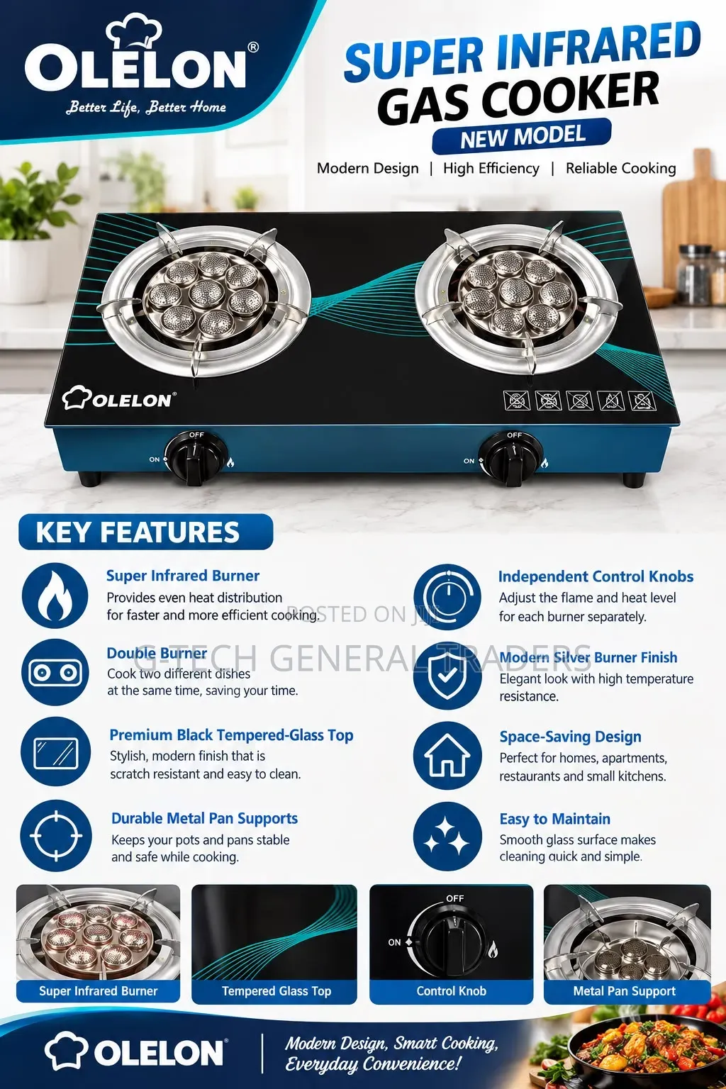 OLELON Super 2burher Infrared Gas Cooker