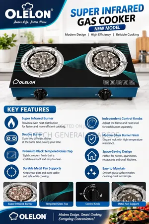 OLELON Super 2burher Infrared Gas Cooker