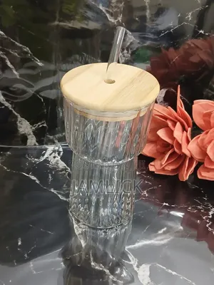 600ml Portable Glass Smoothie Jar With Bamboo Lid & Glass Straw –AB