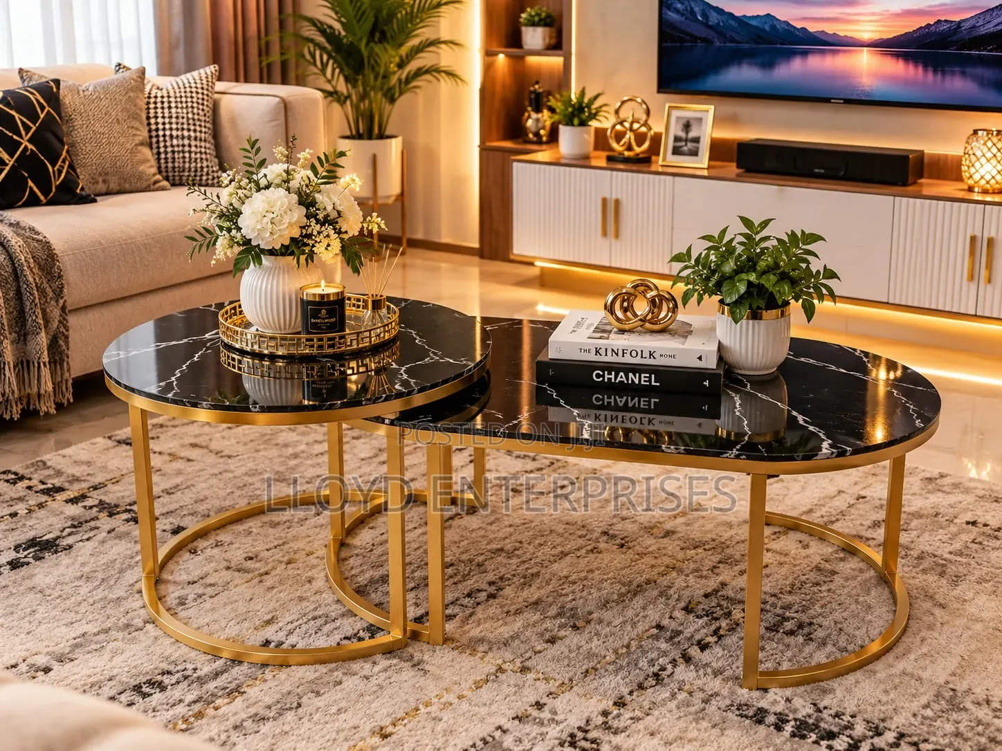 2 in 1 Marble Nesting Coffee Table