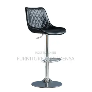 Barstool : Modern Black Diamond-Patterned Bar Stool