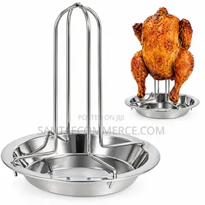 Stainless Steel Vertical Chicken Roaster Rack With Drip Tray