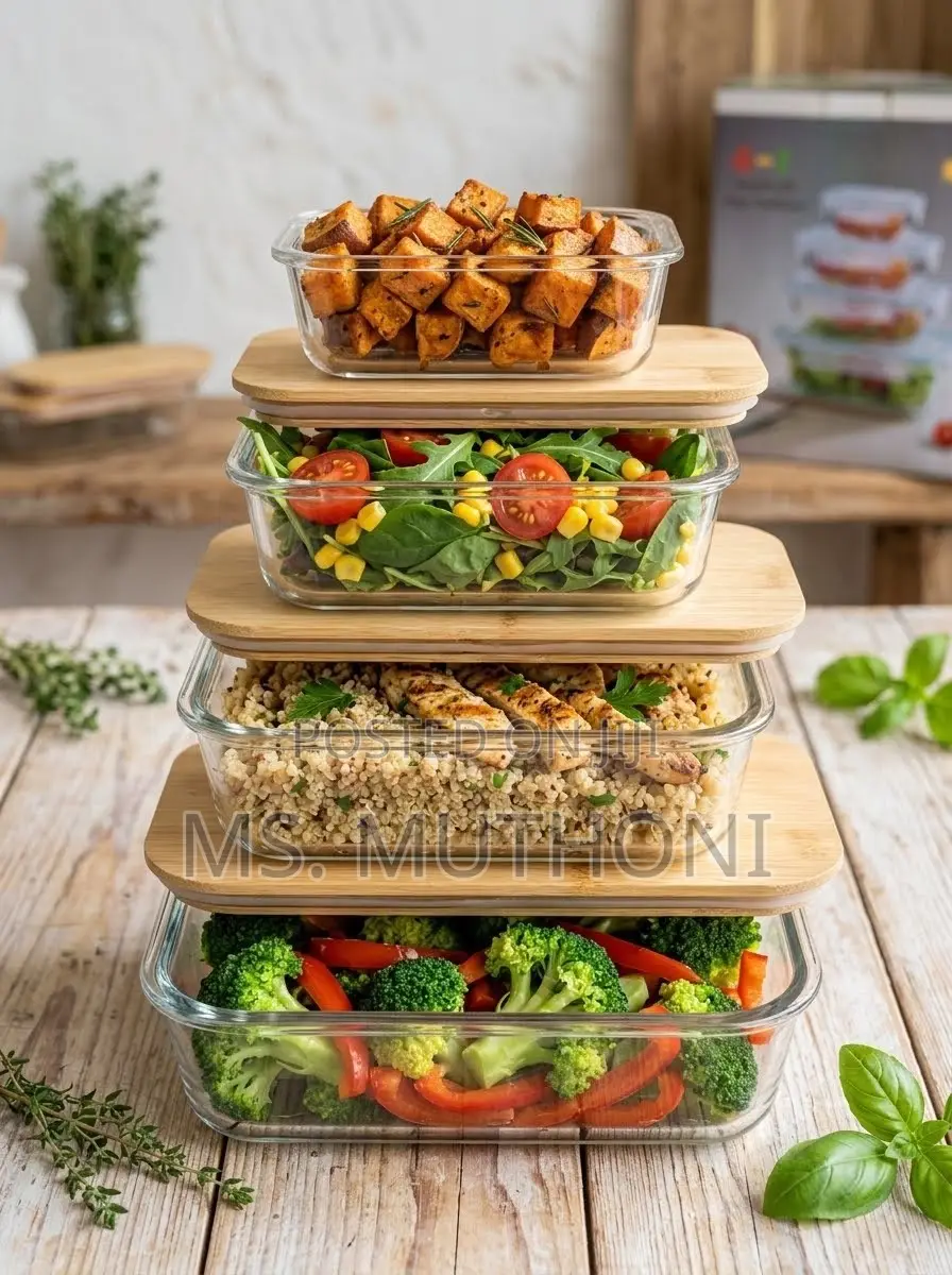 4 PCs Premium, Eco-Friendly Glass Containers Ft Airtight Bamboo Lids