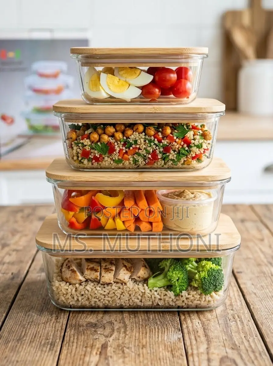 4 PCs Premium, Eco-Friendly Glass Containers Ft Airtight Bamboo Lids