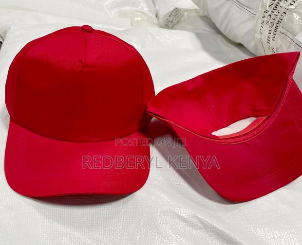 5 Panel Red Polyester Cap - thumbnail 2