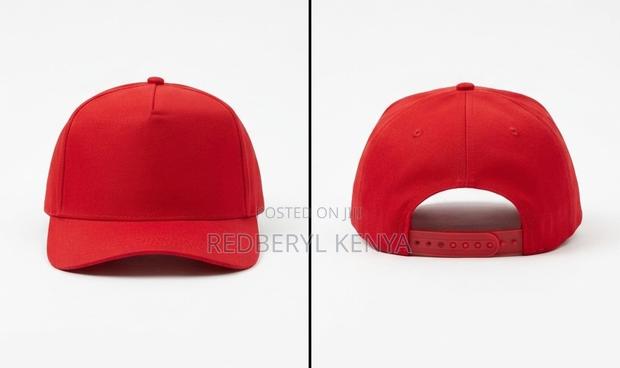 5 Panel Red Polyester Cap - thumbnail 3