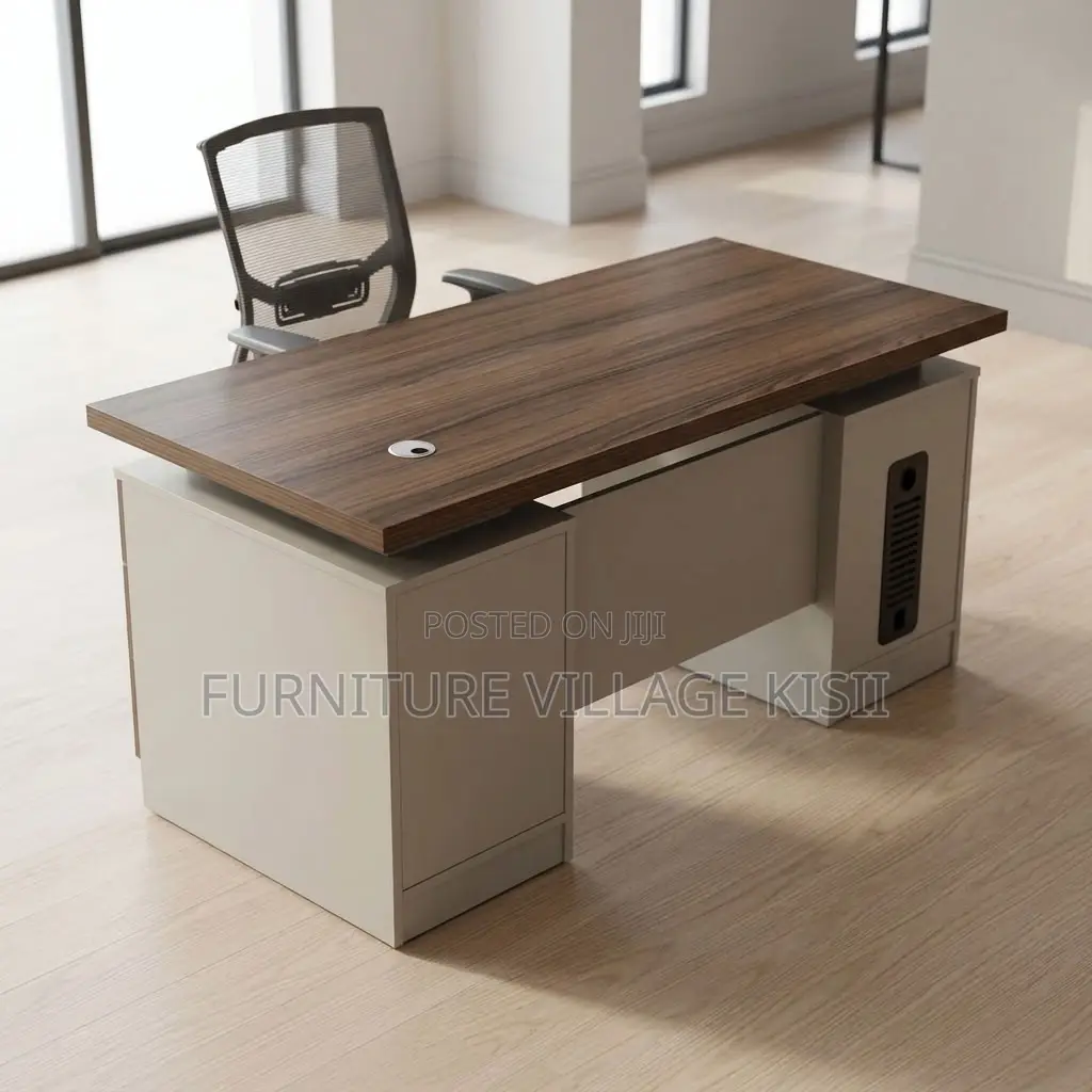 Modern Corporate Office Desk With Storage Cabinets