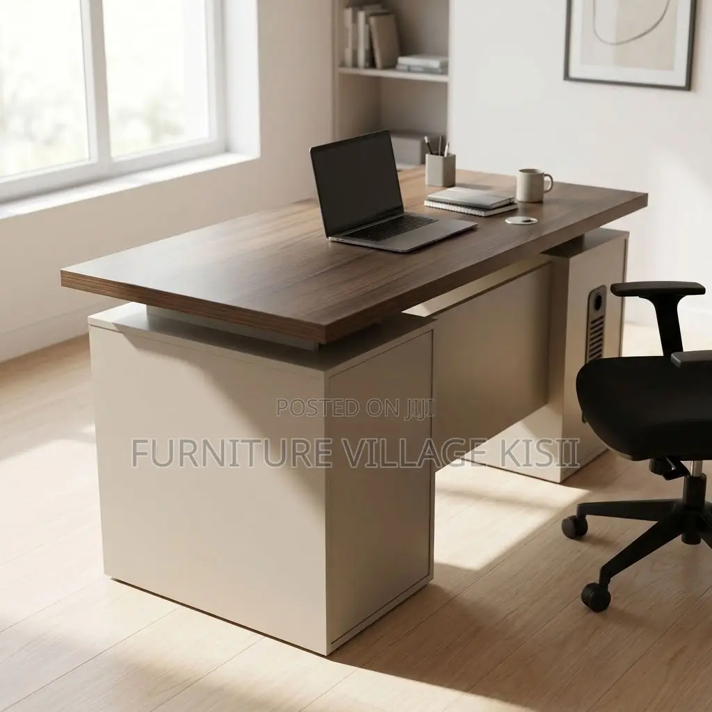 Modern Corporate Office Desk With Storage Cabinets