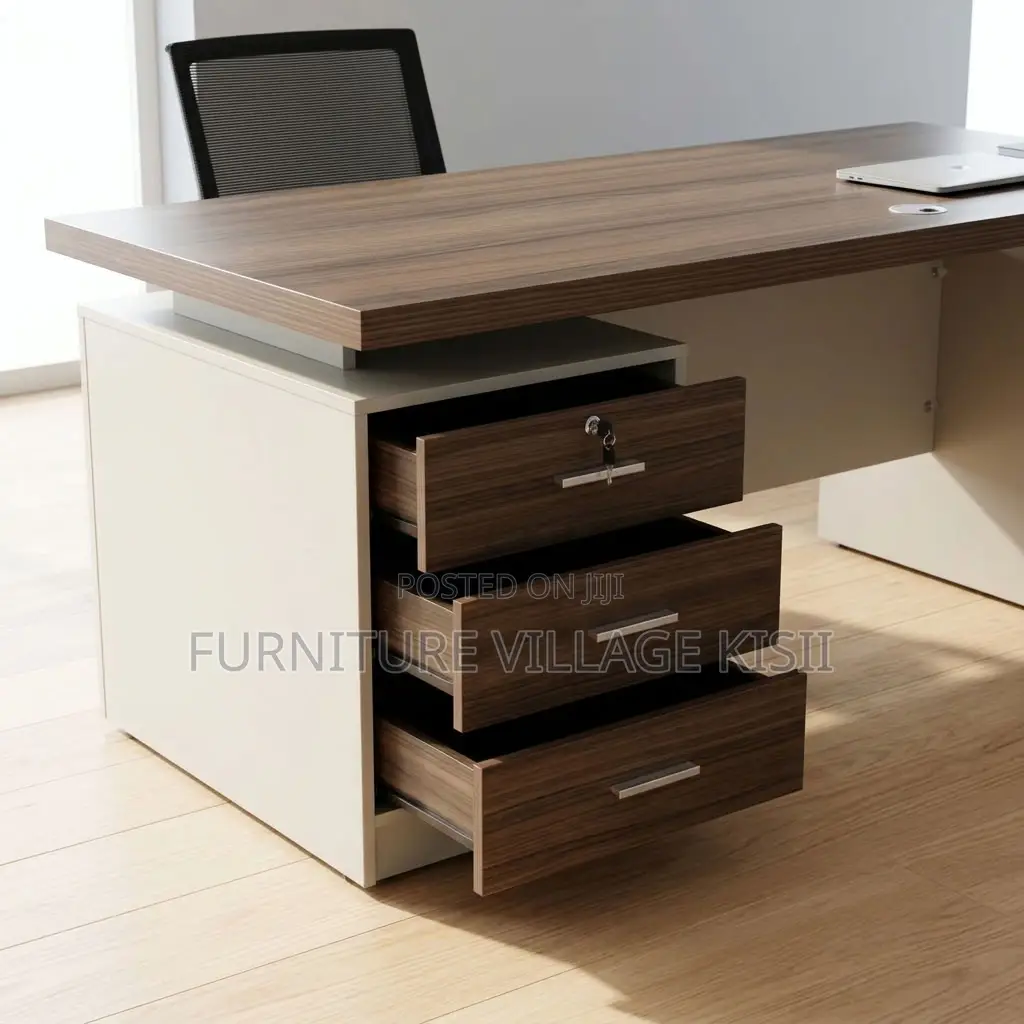 Modern Corporate Office Desk With Storage Cabinets