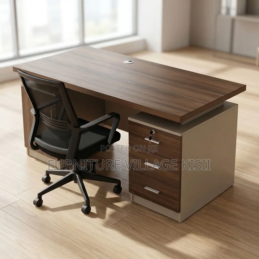 Modern Corporate Office Desk With Storage Cabinets