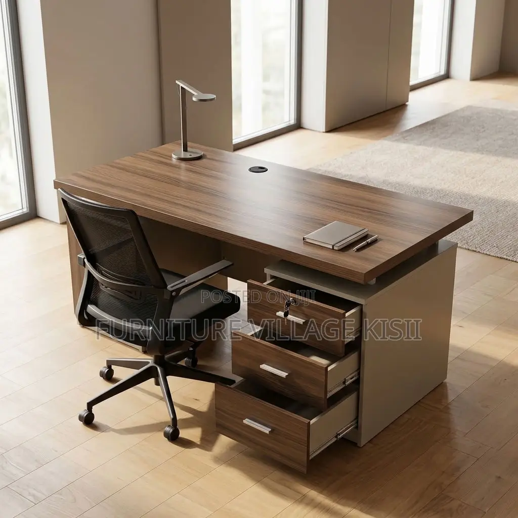 Modern Corporate Office Desk With Storage Cabinets