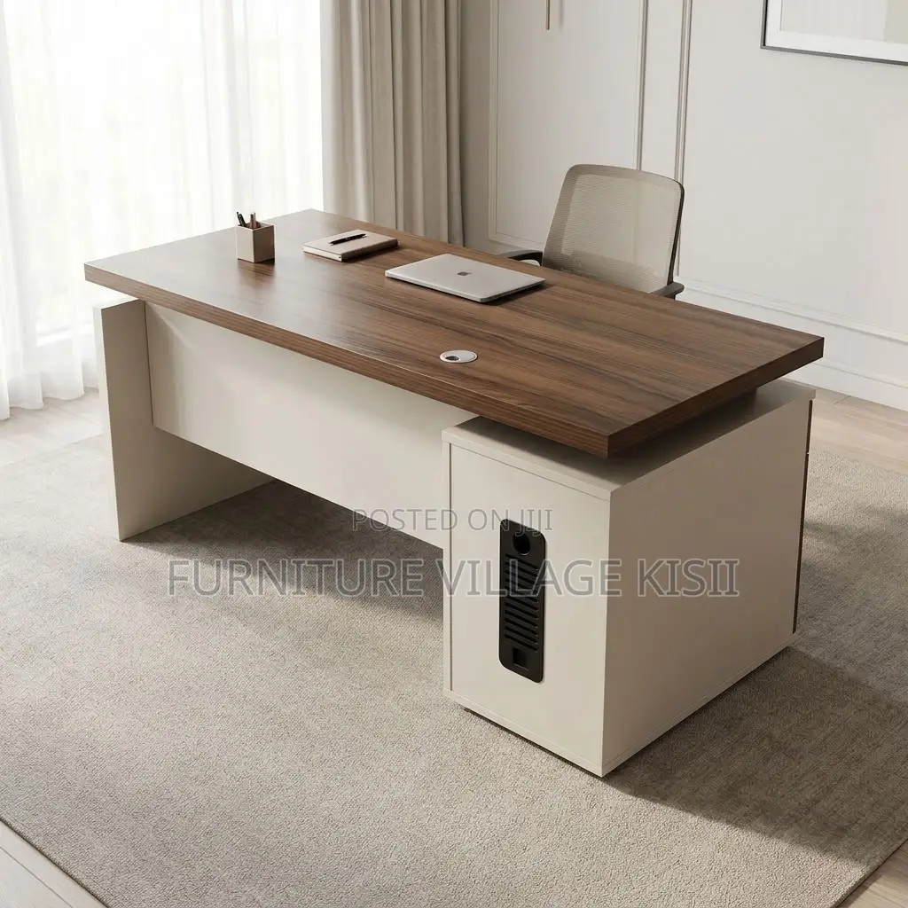 Modern Corporate Office Desk With Storage Cabinets