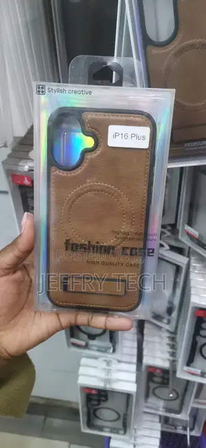Brown Faux Leather MagSafe Case Kickstand for the iPhone 16 Plus