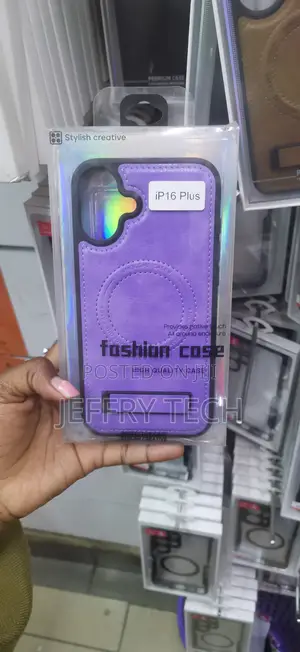 Purple PU Leather Case MagSafe Magnetic Ring and a for iPhone 16 Plus
