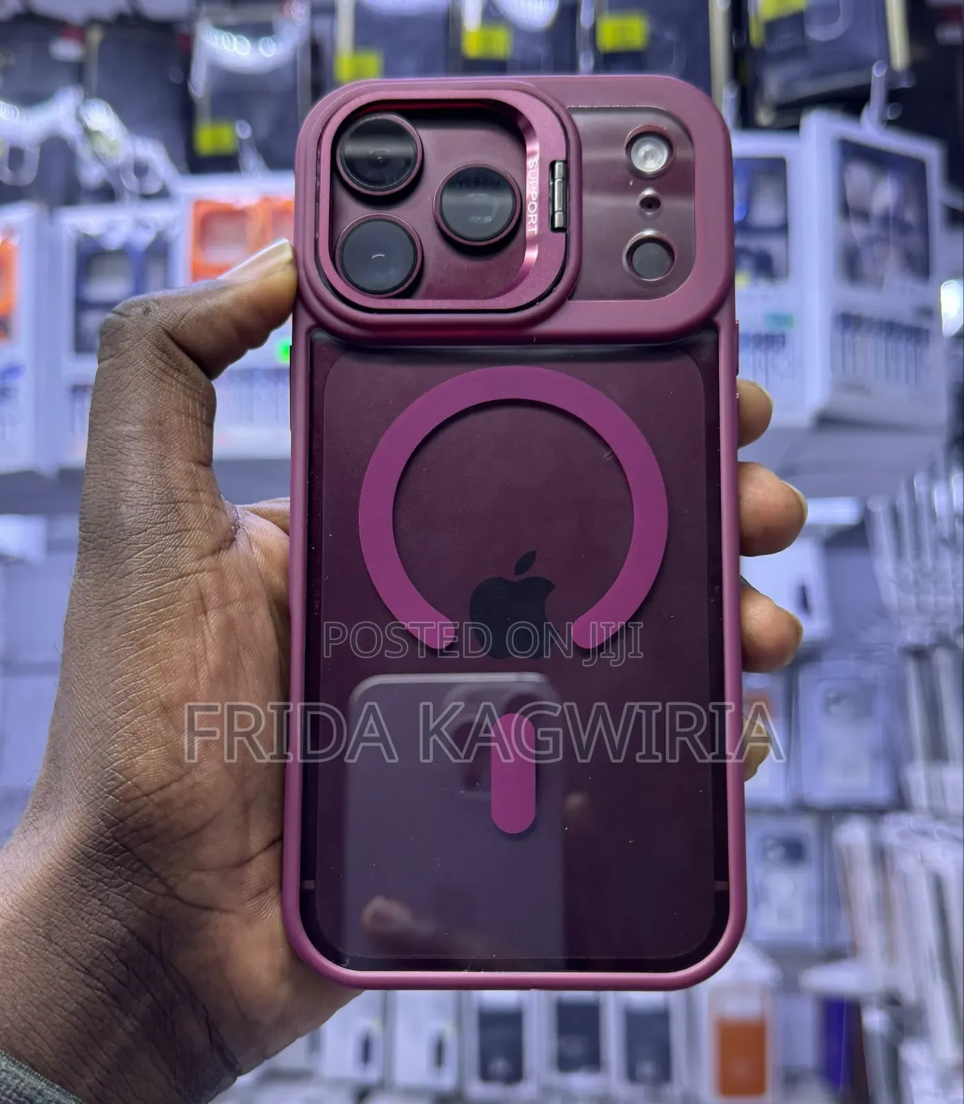 iPhone 18 Pro Max Clear Case With Burgundy Edges