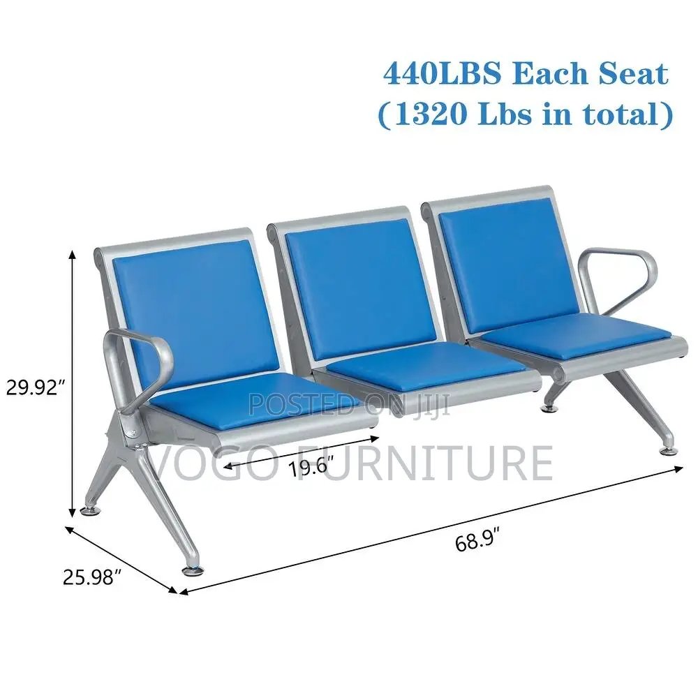 Reception Bench; 3-Seater Padded Reception Bench