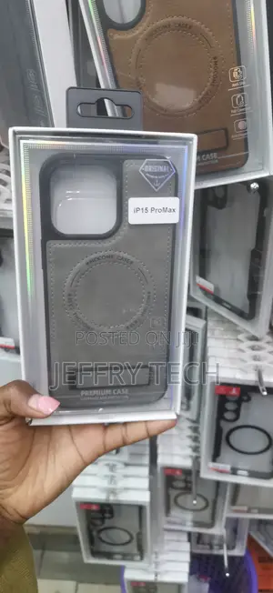Grey PU Leather MagSafe Phone Case for an iPhone for "iP15 ProMax