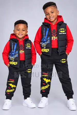 1-7 Yrs Kids Batman Puffer Vest and Hoodie Set for Kids.