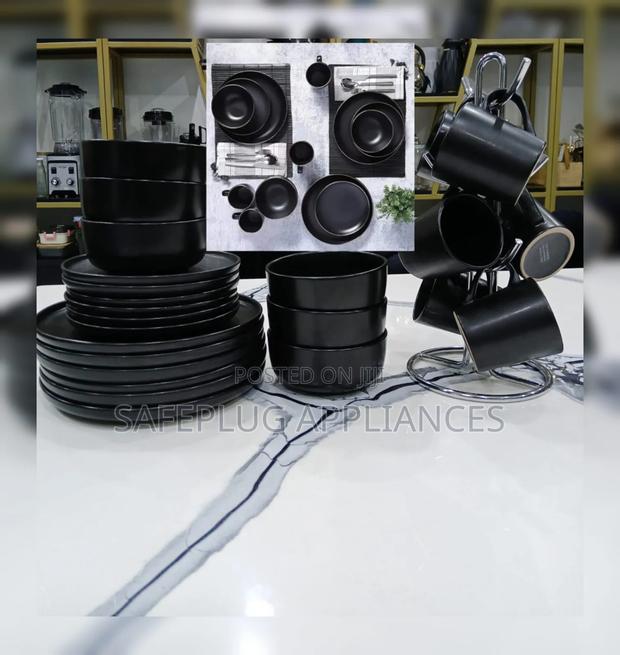 Modern All Black Dining Set – 24pc Dinnerware - main view