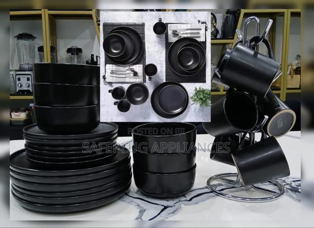 Modern All Black Dining Set – 24pc Dinnerware - thumbnail 2