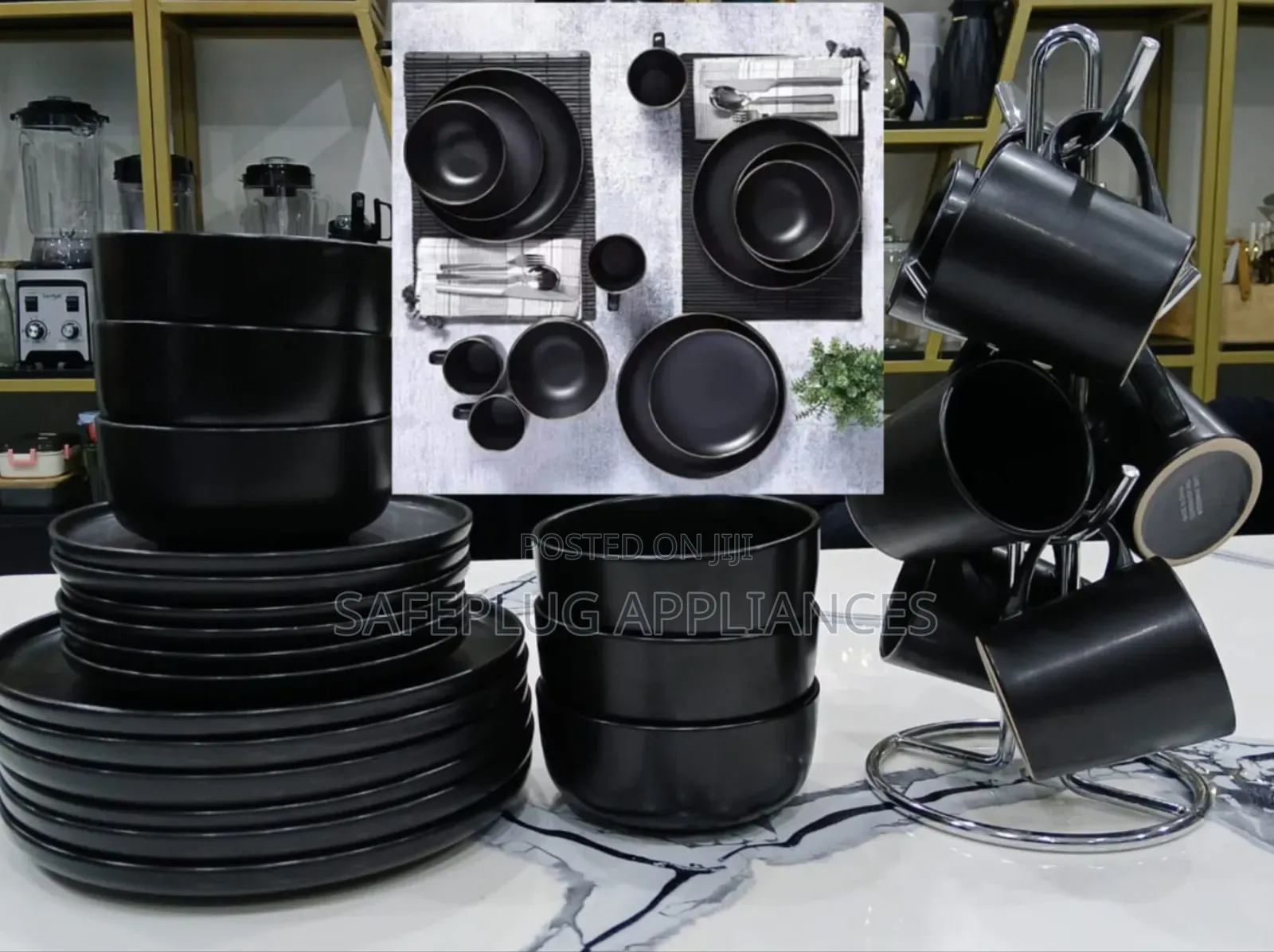 24-Piece Black Dinnerware Set for Your Home