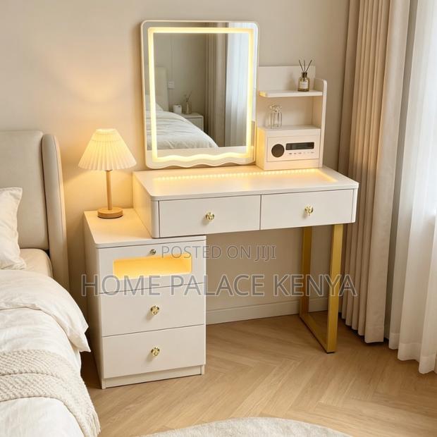 Dressing Table; Stylish Dressing Table With Storage Drawers and Mirror - thumbnail 6