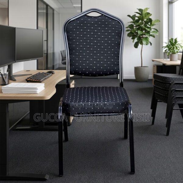 Stackable 4 Legged Black Fabric Event Chair - thumbnail 6