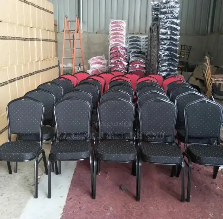 Stackable 4 Legged Black Fabric Event Chair