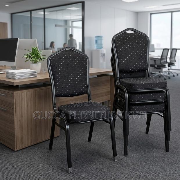 Stackable 4 Legged Black Fabric Event Chair - thumbnail 8