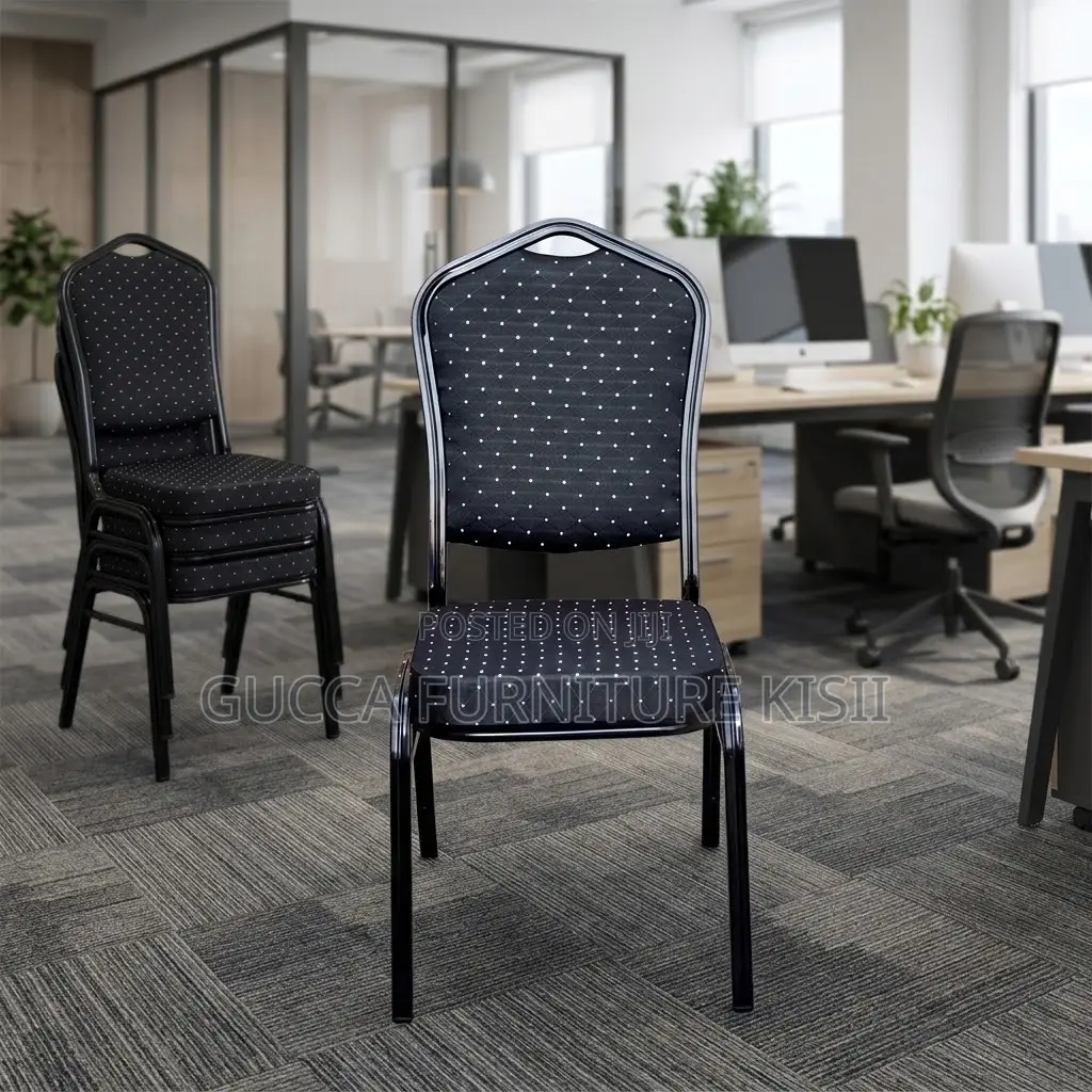 Stackable 4 Legged Black Fabric Event Chair
