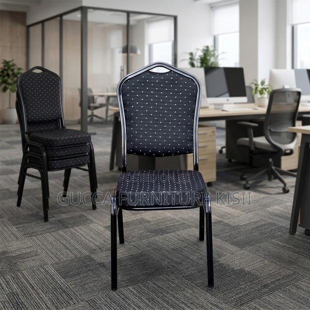 Stackable 4 Legged Black Fabric Event Chair - thumbnail 7
