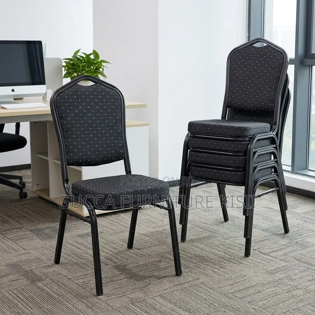 Stackable 4 Legged Black Fabric Event Chair