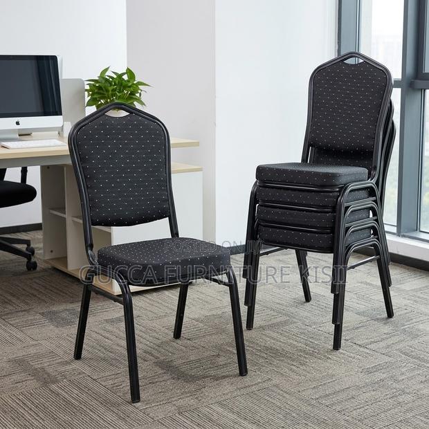Stackable 4 Legged Black Fabric Event Chair - thumbnail 9
