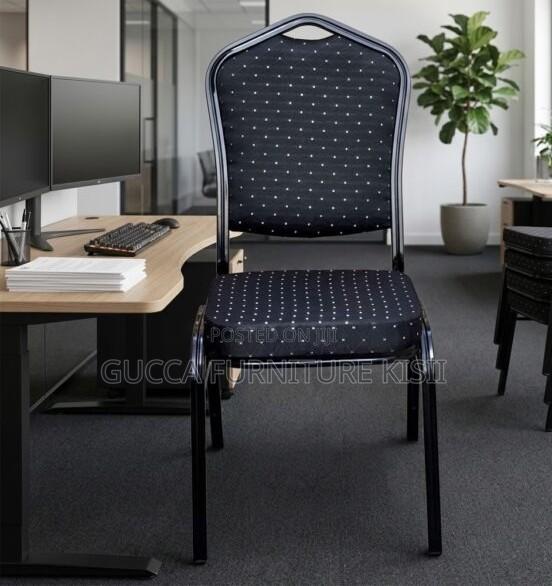 Stackable 4 Legged Black Fabric Event Chair - thumbnail 3