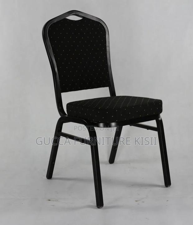 Stackable 4 Legged Black Fabric Event Chair - thumbnail 2