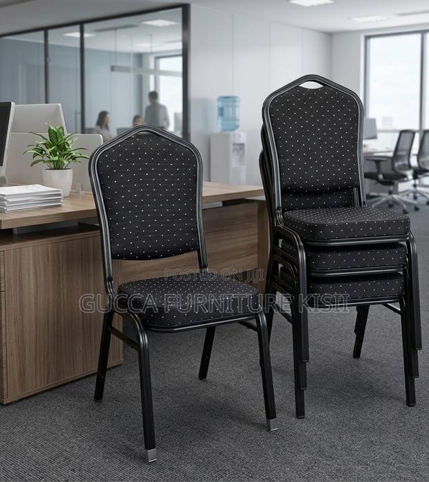 Stackable 4 Legged Black Fabric Event Chair - thumbnail 4