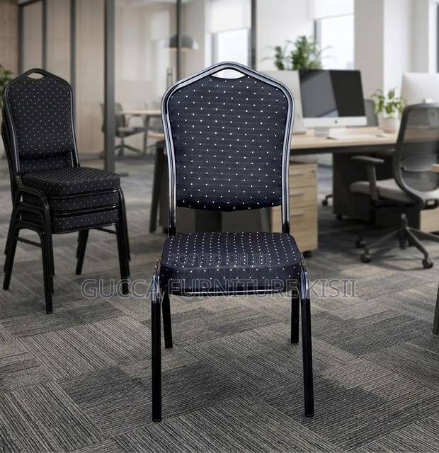 Stackable 4 Legged Black Fabric Event Chair - thumbnail 5
