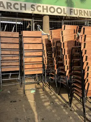 Brown Varnished Junior Secondary School Lockers and Chairs