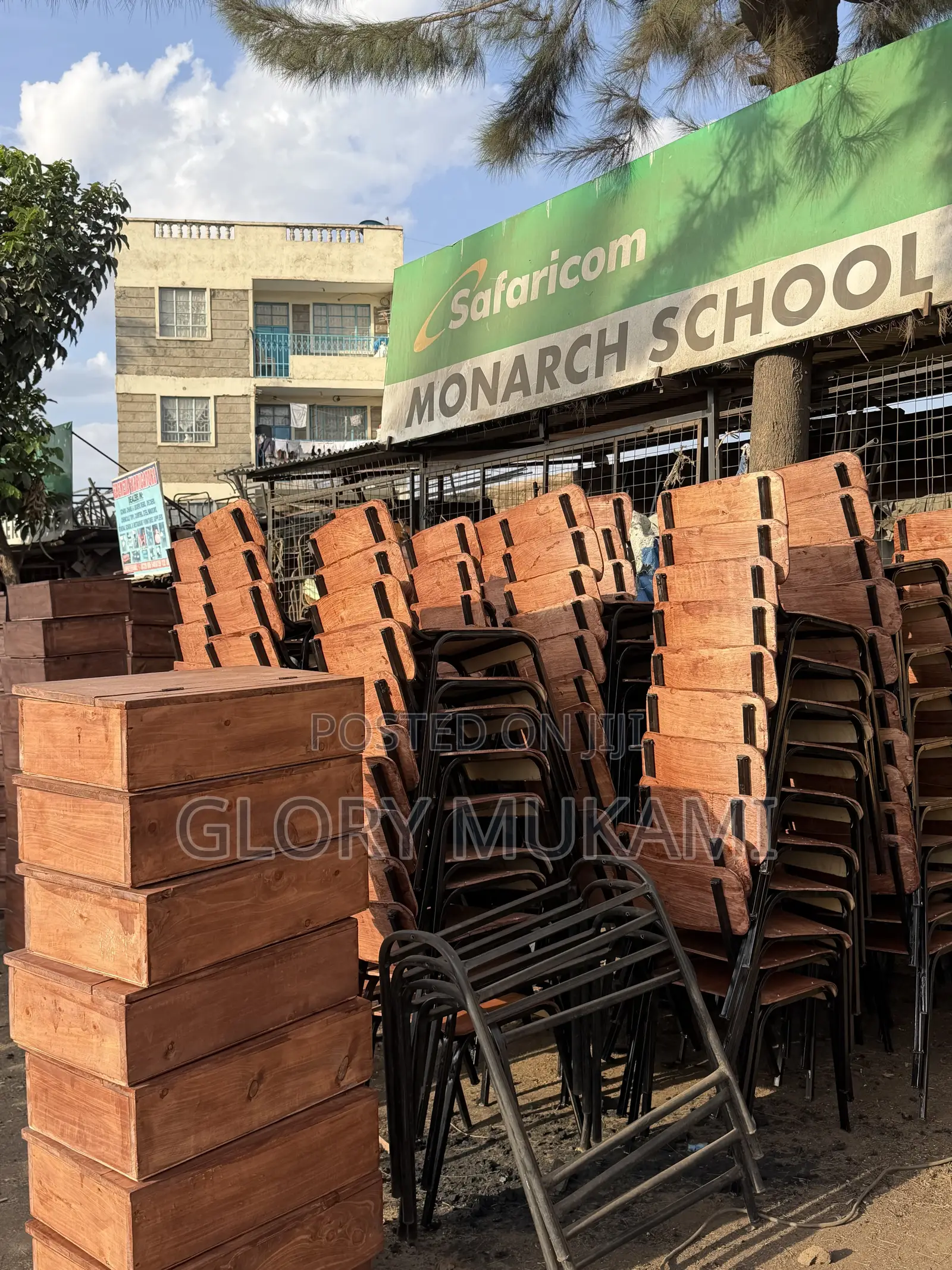 Brown Varnished School Chairs
