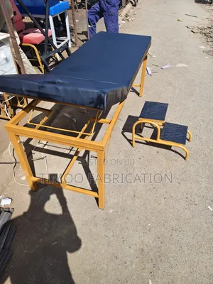 Massage Bed and Stepping Stool Gold and Black