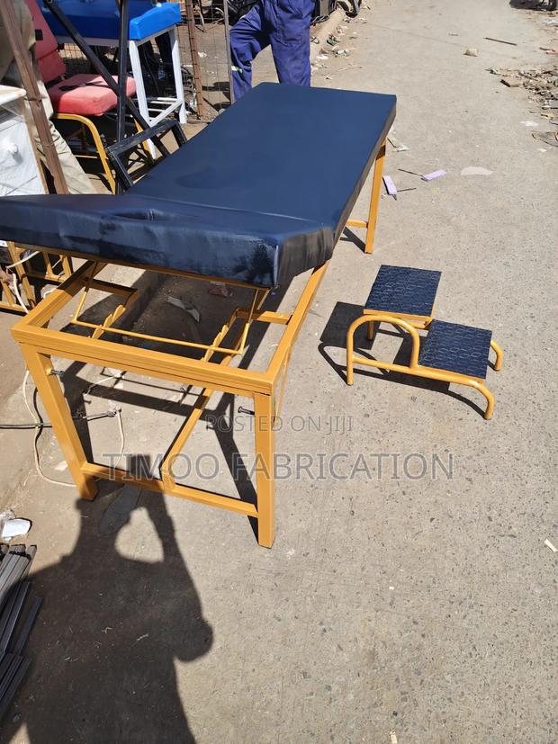 Massage Bed and Stepping Stool Gold and Black