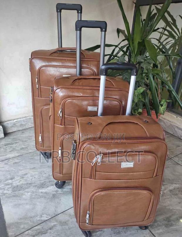 3Pc Suitcase Set Leather - thumbnail 2