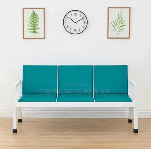 Waiting Bench : Blue 3-Link Padded Waiting Bench
