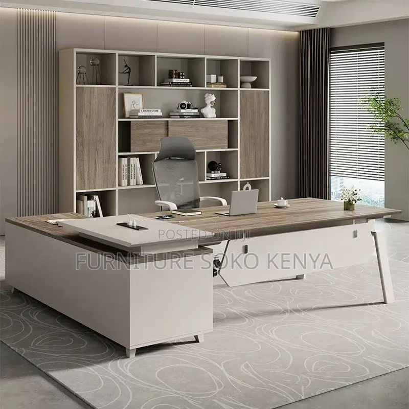 Office Desk : Modern L-Shaped Executive Office Desk Set