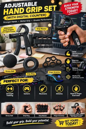 5in1 Adjustable Hand Grip Set - Digital Counter Gripper + 4 Tools New
