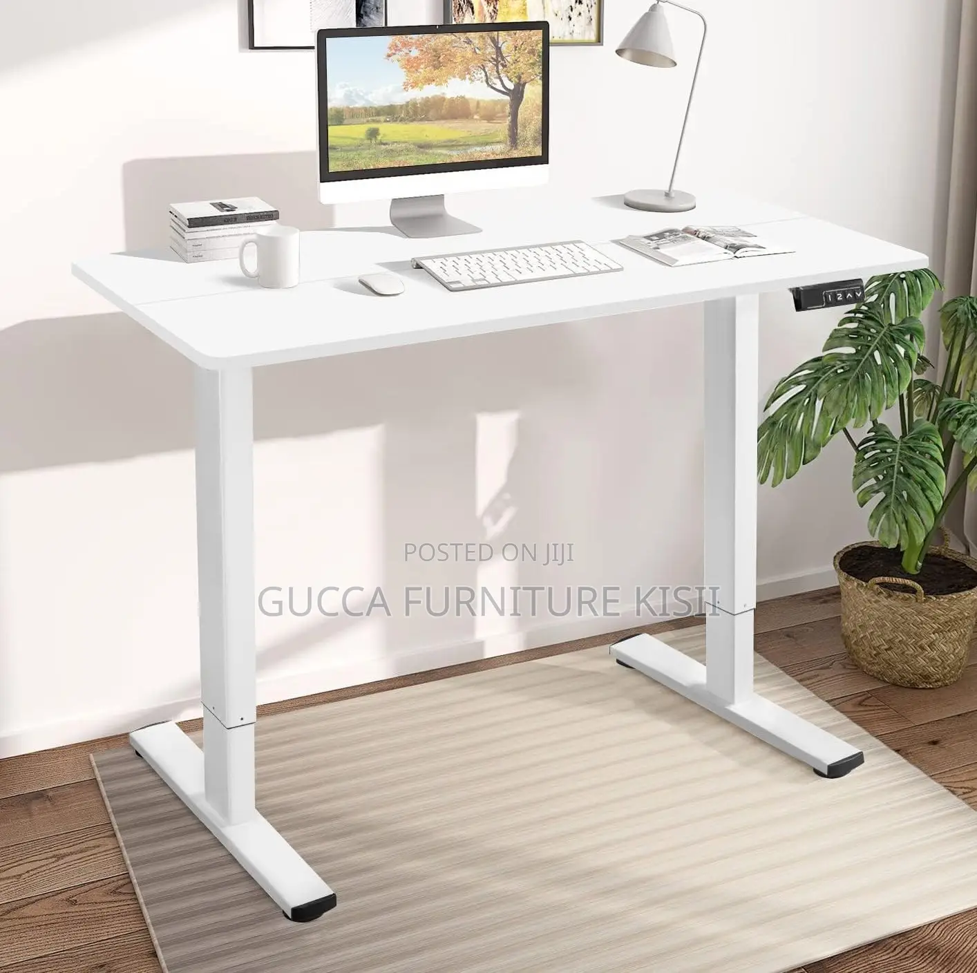 1200mm Standard Standing White Electric Desk