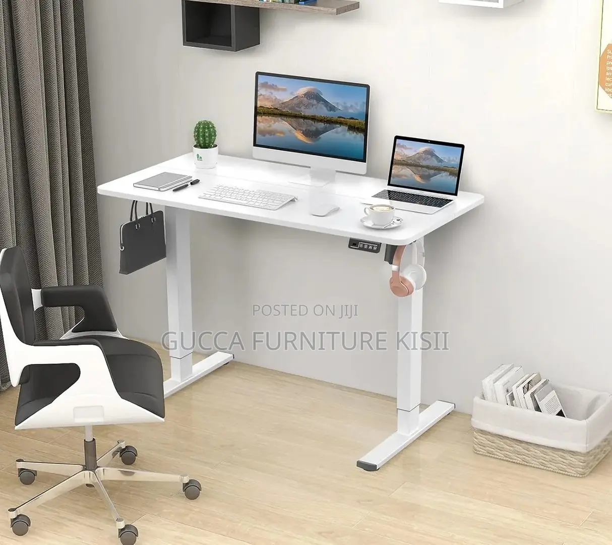 1200mm Standard Standing White Electric Desk