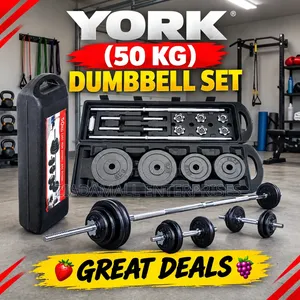 York 50KG Dumbbell Set - Cast Iron Barbell & Dumbbell Set With Case