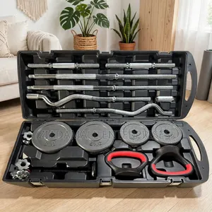 58KG York Dumbbell & Barbell Set - Adjustable With EZ Curl Bar + Case