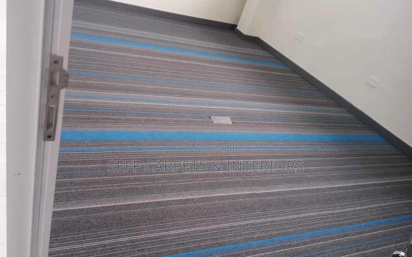 Blue and Grey Wall to Wall Carpet Tiles
